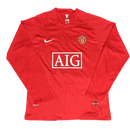 Camisa Manchester United I 2007/08 Manga Longa