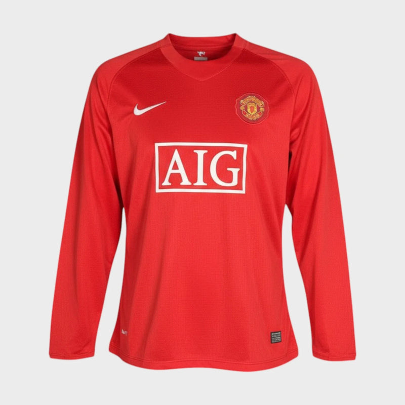 Camisa Manchester United I 2007/08 Manga Longa