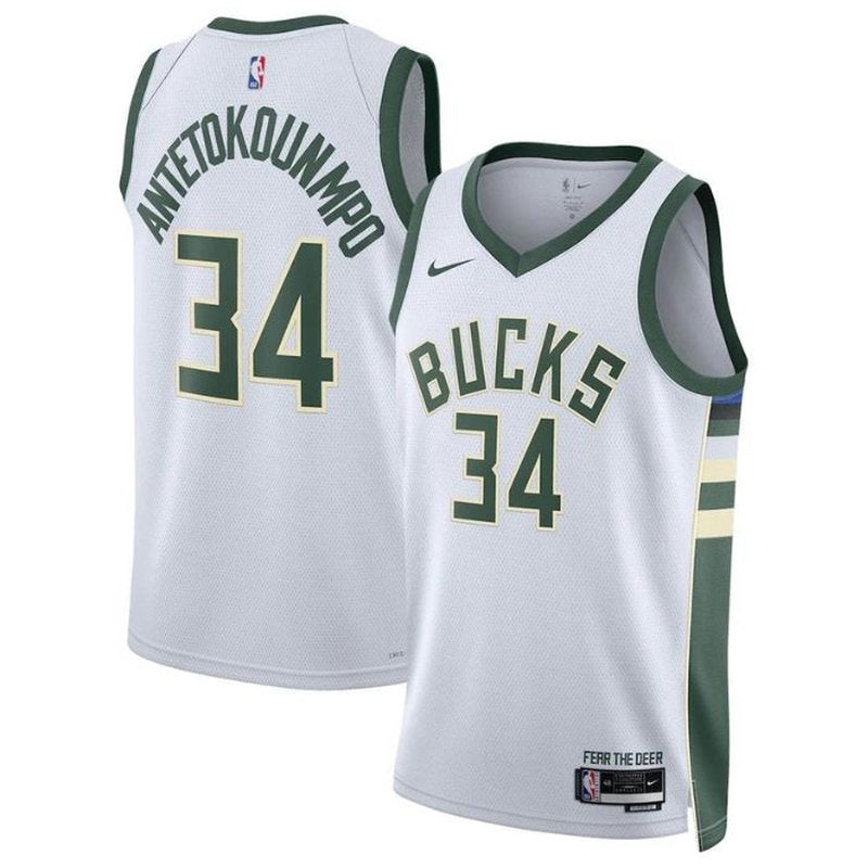 Maglia NBA Giannis Antetokounmpo - Milwaukee Bucks - 2023 - Edizione Associazione - Bianco