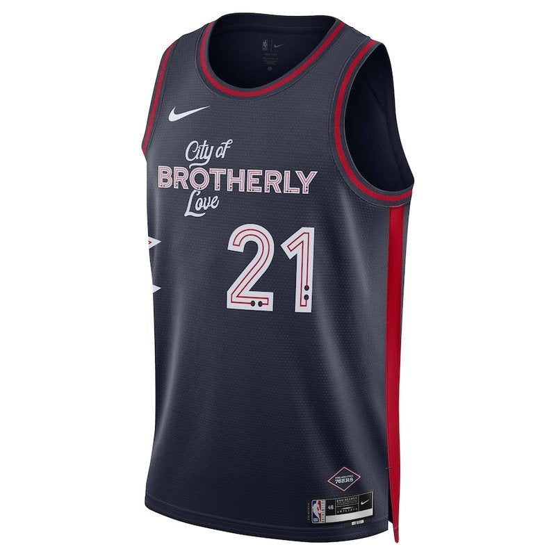 Maglia NBA Joel Embiid - Philadelphia 76ers - 23/24 - Blu Marino - Edizione Città