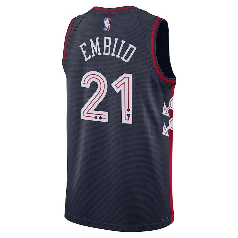 Maglia NBA Joel Embiid - Philadelphia 76ers - 23/24 - Blu Marino - Edizione Città