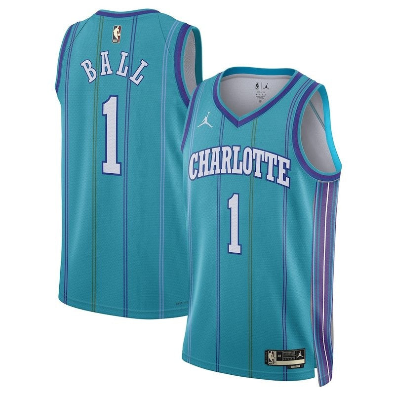 Maglia NBA LaMelo Ball - Charlotte Hornets - Jordan Brand 23/24 - Edizione Classica - Blu Petrolio