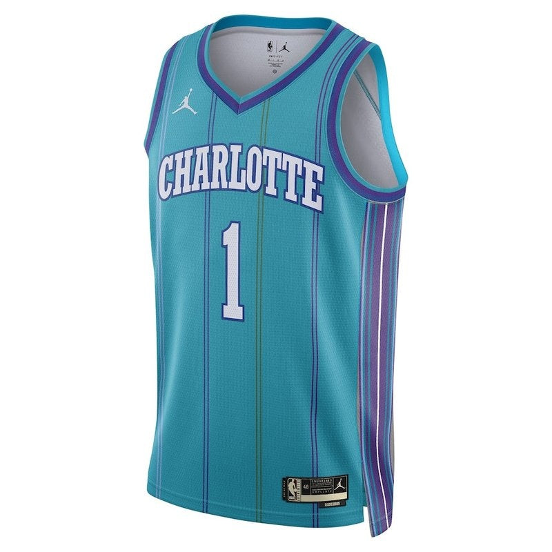Maglia NBA LaMelo Ball - Charlotte Hornets - Jordan Brand 23/24 - Edizione Classica - Blu Petrolio