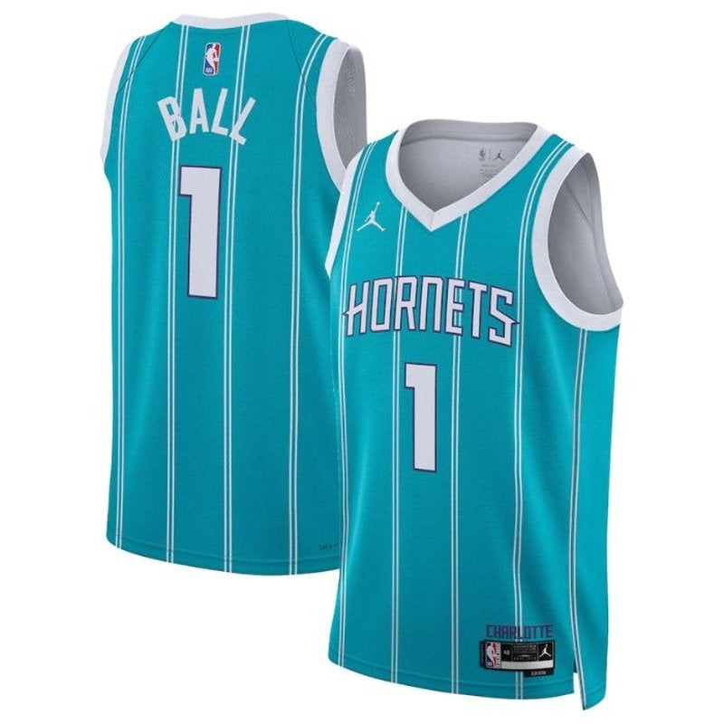 Maglia NBA LaMelo Ball - Charlotte Hornets - 2023 - Edizione Icona - Blu Petrolio