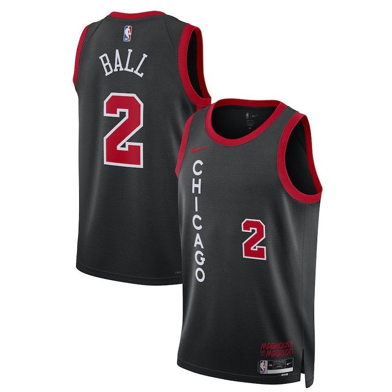 Maglia NBA Lonzo Ball - Chicago Bulls - 23/24 - Nero - Edizione Città