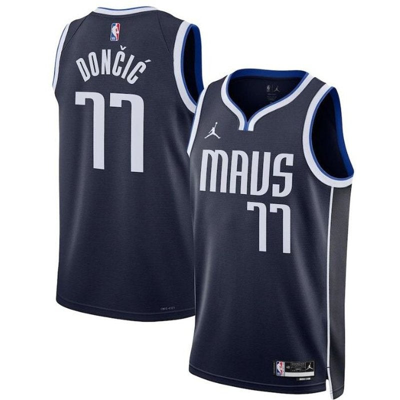 Maglia NBA Luka Dončić - Dallas Mavericks - 2023 Edizione di Impatto - Blu Marino