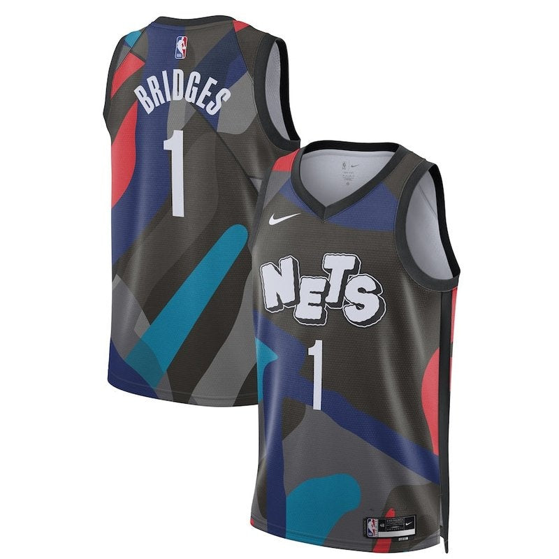 Maglia NBA Mikal Bridges - Brooklyn Nets - 23/24 - Nero - Edizione Città