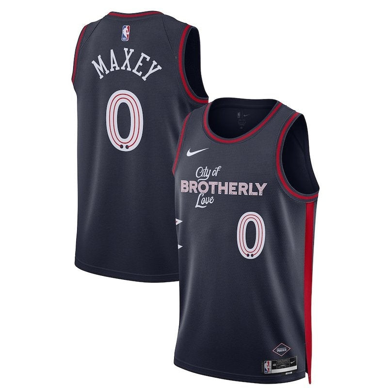 Maglia NBA Tyrese Maxey - Philadelphia 76ers - 23/24 - Blu Marino - Edizione Città
