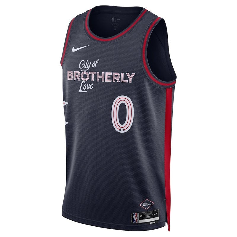 Maglia NBA Tyrese Maxey - Philadelphia 76ers - 23/24 - Blu Marino - Edizione Città